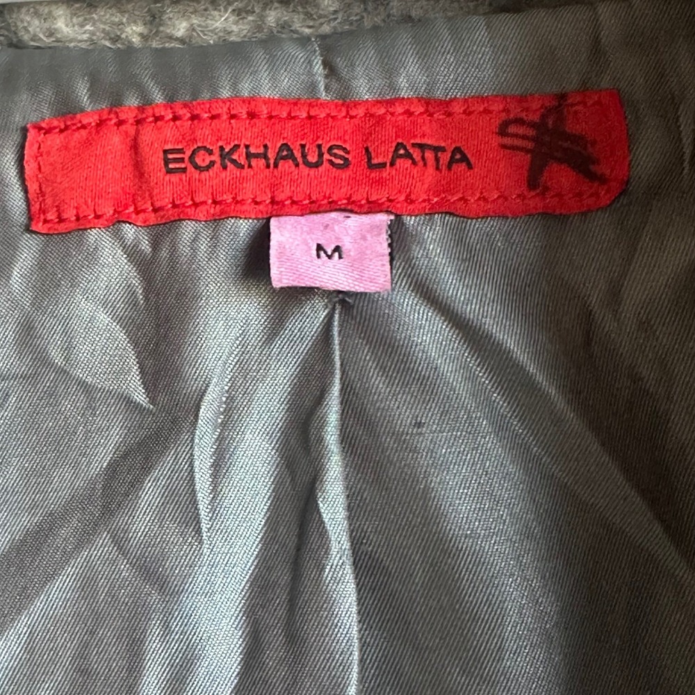 Eckhaus Latta Cocoon Coat Grey Boucle Wool Blend Notched Lapel Mid‎ Length - Picture 5 of 12